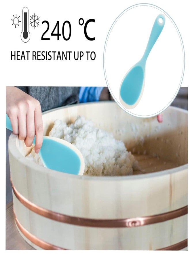 Ramkuwar Rice Paddle Silicone Standing Rice Spatula - Heat-Resistant Non-Stick Rice Spoon Paddle for Rice Cookers, Serving Spoon for Rice, Ideal for Cooking, Serving & Mixing - Blue - Image 4